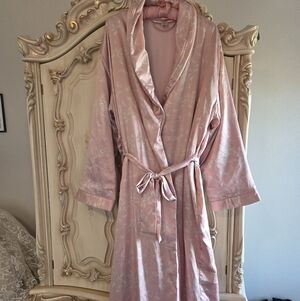 Victoria's Secret Pink Feather Print Fleece Lined Cozy Robe 2001 Y2K